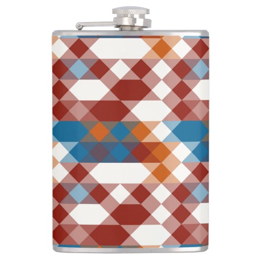 rood wit blauw en oranje geometrisch heupfles (Voorkant)