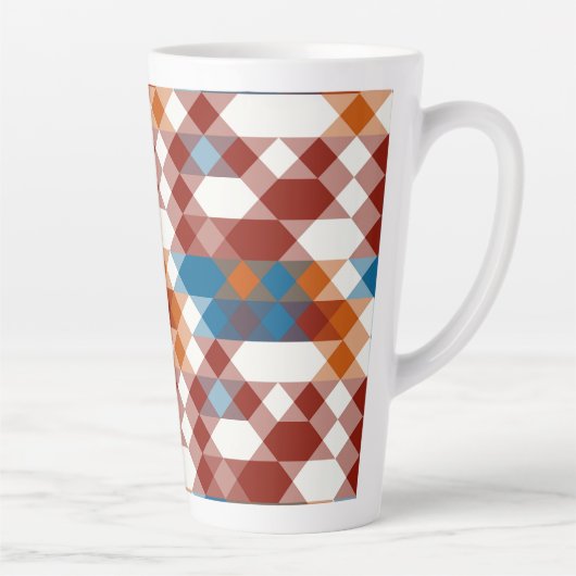 rood wit blauw en oranje geometrisch latte mok (Rechts)