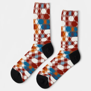 rood wit blauw en oranje geometrisch sokken