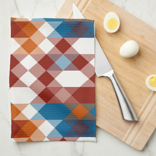 rood wit blauw en oranje geometrisch theedoek (Quarter Fold)