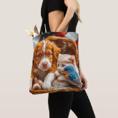 Rood, wit, blauw en Schattig Tote Bag (Dichtbij)