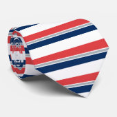 Rood wit blauw en zilver horizontaal gestreept Str Stropdas (Opgerold)