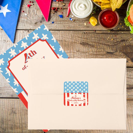 Rood Wit & Blauw Familie Barbecue Vierkante Sticker