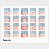 Rood Wit & Blauw Familiegrobbebq Vierkante Sticker (Vel)