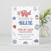 Rood Wit Blauw Feest,  Feest in de VS Uitnodiging (Staand voorkant)