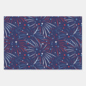 Rood wit blauw Fireworks Stars Verpakkingspapier Inpakpapier Vel (Voorkant 3)