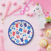 Rood Wit Blauw Flip Flop Swimsuit Patroon Papieren Bordje (Feest)