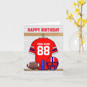 Rood Wit Blauw Football Jersey Happy Birthday Kaart (Gele Bloem)