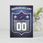 Rood Wit Blauw Football Team Kleuren Quarterback Kaart (Staand voorkant)