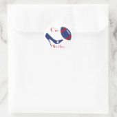 Rood, Wit, & Blauw Football thema bruiloft Sticker (Tas)