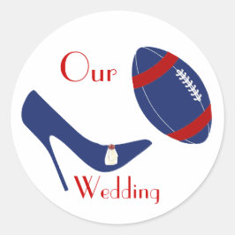 Rood, Wit, & Blauw Football thema bruiloft Sticker