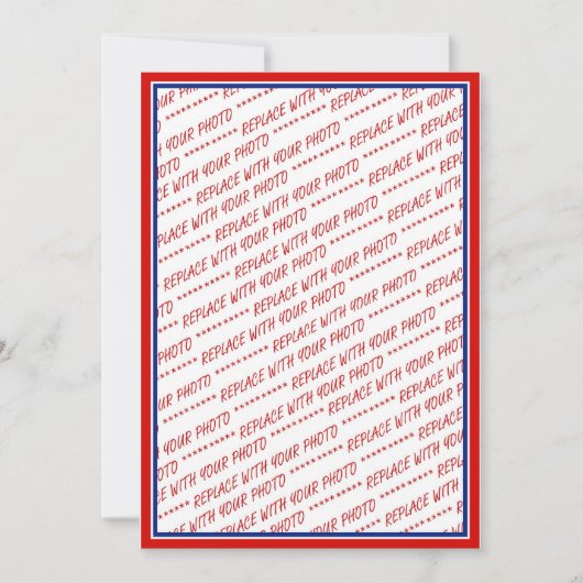 Rood Wit & Blauw Foto Lijst Sjabloon Kaart (Voorkant)