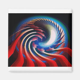 Rood wit blauw fractal met klauwen en spikes magneet