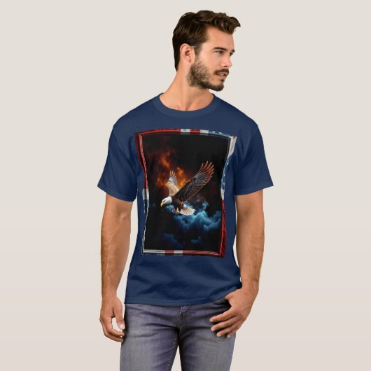 Rood Wit & Blauw Framed Eagle T-shirt (Voorkant volledig)