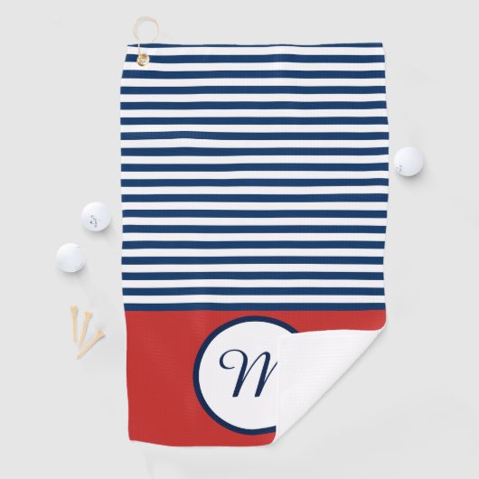 Rood Wit & Blauw Fun Monogram Golfhanddoek (Insitu)