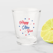 Rood Wit & Blauw Gelukkig Nieuwjaar Shot Glas (Voorkant)