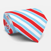 Rood Wit Blauw Geometrische Strepen Stropdas (Opgerold)