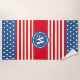 Rood Wit Blauw Gepersonaliseerd Monogram Strandlak Strandlaken