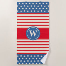 Rood Wit Blauw Gepersonaliseerd Monogram Strandlak Strandlaken