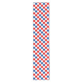 Rood Wit Blauw Geruit Patroon Ontwerp  Korte Tafelloper (Voorkant)