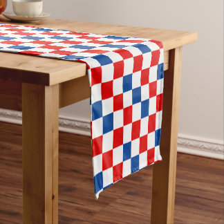 Rood Wit Blauw Geruit Patroon Ontwerp Korte Tafelloper