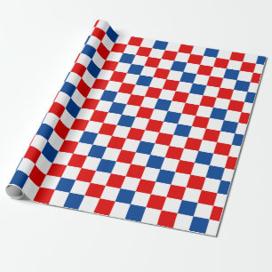 Rood Wit Blauw Geruit Patroonontwerp Cadeaupapier