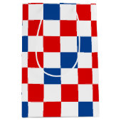 Rood Wit Blauw Geruit Patroonontwerp Medium Cadeauzakje (Voorkant)