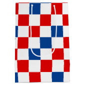 Rood Wit Blauw Geruit Patroonontwerp Medium Cadeauzakje (Achterkant)