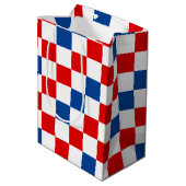 Rood Wit Blauw Geruit Patroonontwerp Medium Cadeauzakje (Achterkant Gekanteld)
