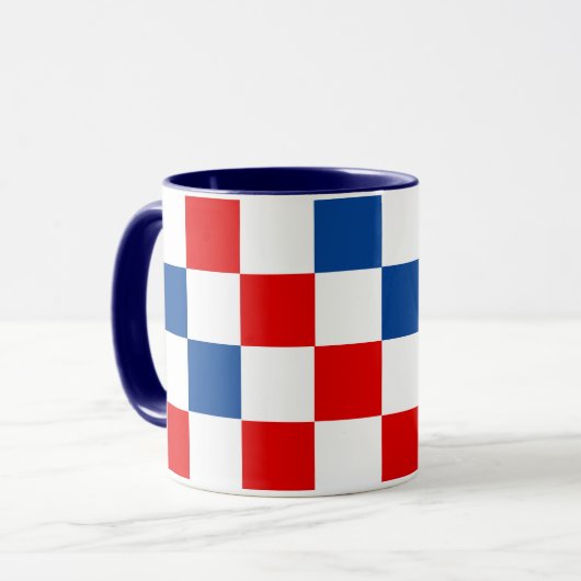 Rood Wit Blauw Geruit Patroonontwerp  Mok (Voorkant links)
