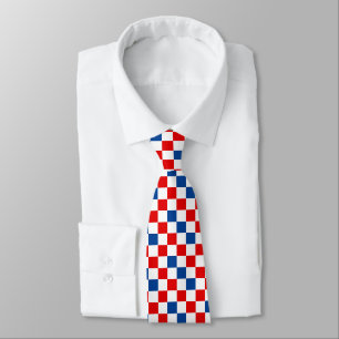 Rood Wit Blauw Geruit Patroonontwerp Stropdas