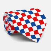 Rood Wit Blauw Geruit Patroonontwerp Stropdas (Opgerold)