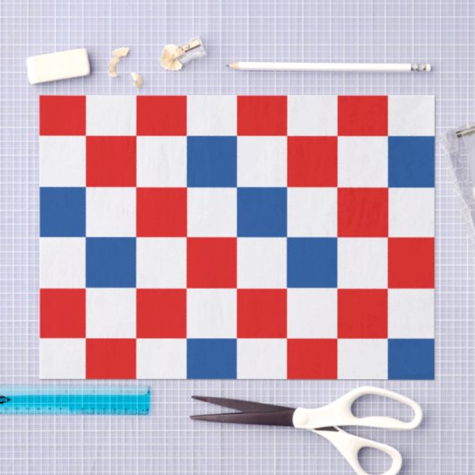 Rood Wit Blauw Geruit Patroonontwerp Tissuepapier (Craft)