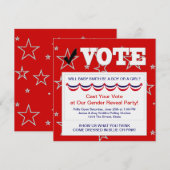 Rood Wit Blauw Geslacht Onthullen Party Uitnodigin Kaart (Voorkant / Achterkant)