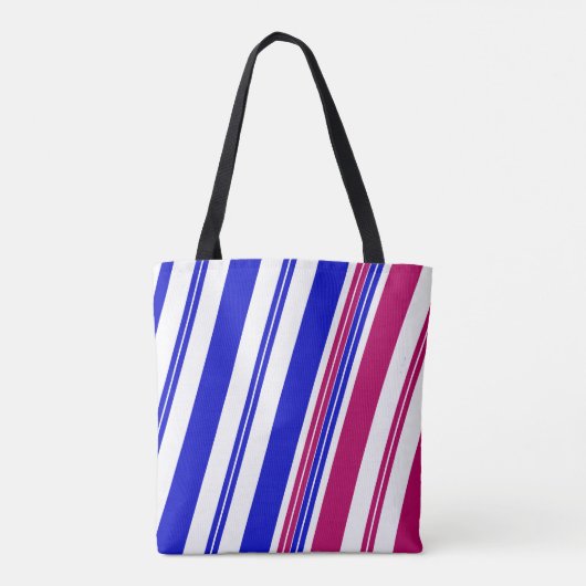 Rood, Wit, Blauw Gestreept Tote Bag (Achterkant)
