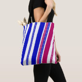 Rood, Wit, Blauw Gestreept Tote Bag (Dichtbij)