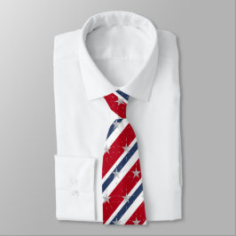 Rood Wit & Blauw Gestreepte 4 Juli Sterren Vlag Stropdas