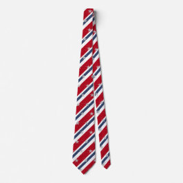 Rood Wit & Blauw Gestreepte 4 Juli Sterren Vlag Stropdas