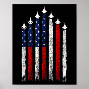 Rood wit blauw gevechtsvliegtuigen 4 juli Amerikaa Poster