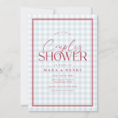 Rood Wit Blauw Gingham Couples Vrijgezellenfeest Kaart (Voorkant)