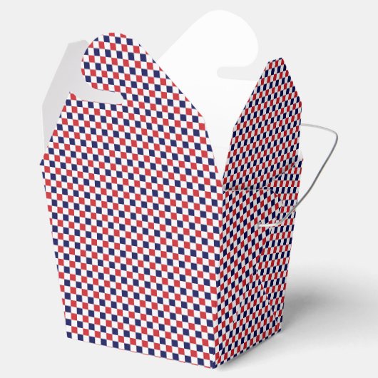 Rood, wit, blauw Gingham-PARTIJ FAVOR BOX, neem ui Bedankdoosjes (Geopend)