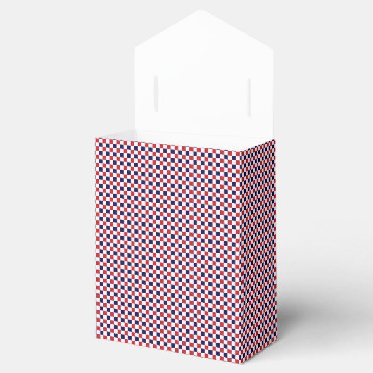 Rood, wit, blauw Gingham-PARTIJ FAVOR BOX, tent Bedankdoosjes (Geopend)