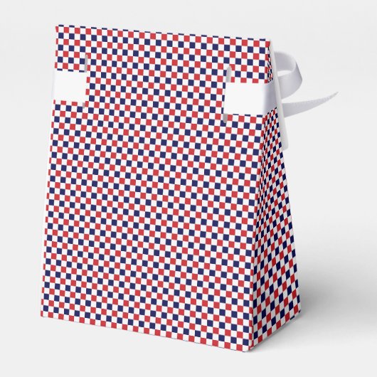 Rood, wit, blauw Gingham-PARTIJ FAVOR BOX, tent Bedankdoosjes (Achterkant)