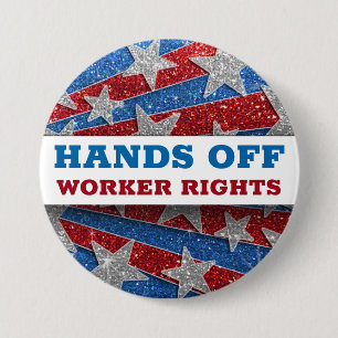 Rood Wit Blauw Glitter Amerikaanse Protest Handen Ronde Button 7,6 Cm