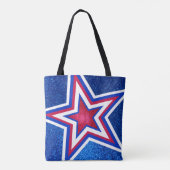 Rood Wit Blauw Glitter Amerikaanse sterren en stre Tote Bag (Achterkant)