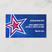 Rood Wit Blauw Glitter Amerikaanse Sterren Sjabloo Visitekaartje (Achterkant)