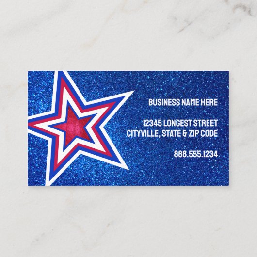 Rood Wit Blauw Glitter Amerikaanse Sterren Sjabloo Visitekaartje (Achterkant)