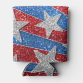 Rood Wit Blauw Glitter Amerikaanse Vlag Sterren St Blikjeskoeler (Voorkant)