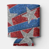 Rood Wit Blauw Glitter Amerikaanse Vlag Sterren St Blikjeskoeler (Achterkant)