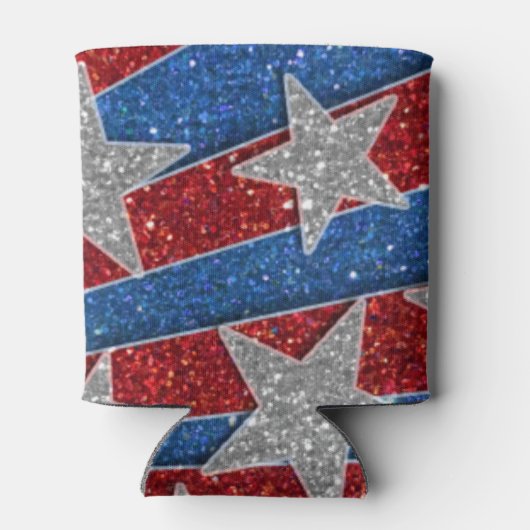 Rood Wit Blauw Glitter Amerikaanse Vlag Sterren St Blikjeskoeler (Achterkant)